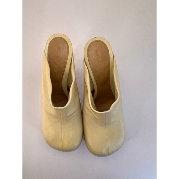 Bottega Veneta Bold Mules Platform Heel Butter Beige Yellow Leather Size 37 - Picture 9 of 14